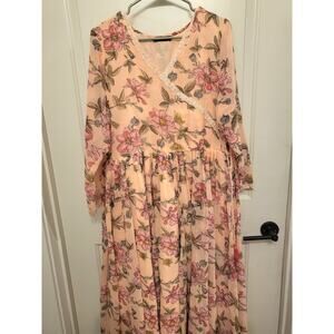 Light Pink Coral Floral Spring Summer Soch Dress XXL Plus Size